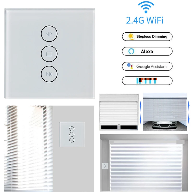 

Wifi touch curtain switch wall switch voice control by Alexa /Google phone control For Electric curtain motor smart home EU/ US
