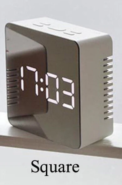 Креативный светодиодный цифровой будильник, Ночной светильник, термометр, зеркальная лампа, цифровой светодиодный USB будильник - Цвет: Square