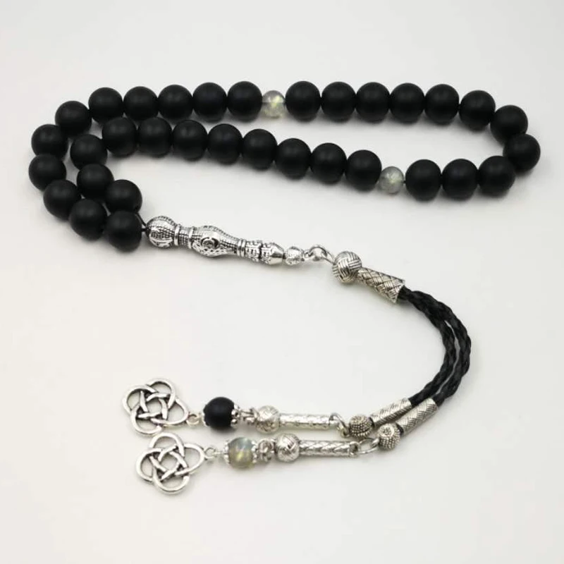Натуральные матовые черные Агаты tasbih с лунным камнем мужские misbaha специальный