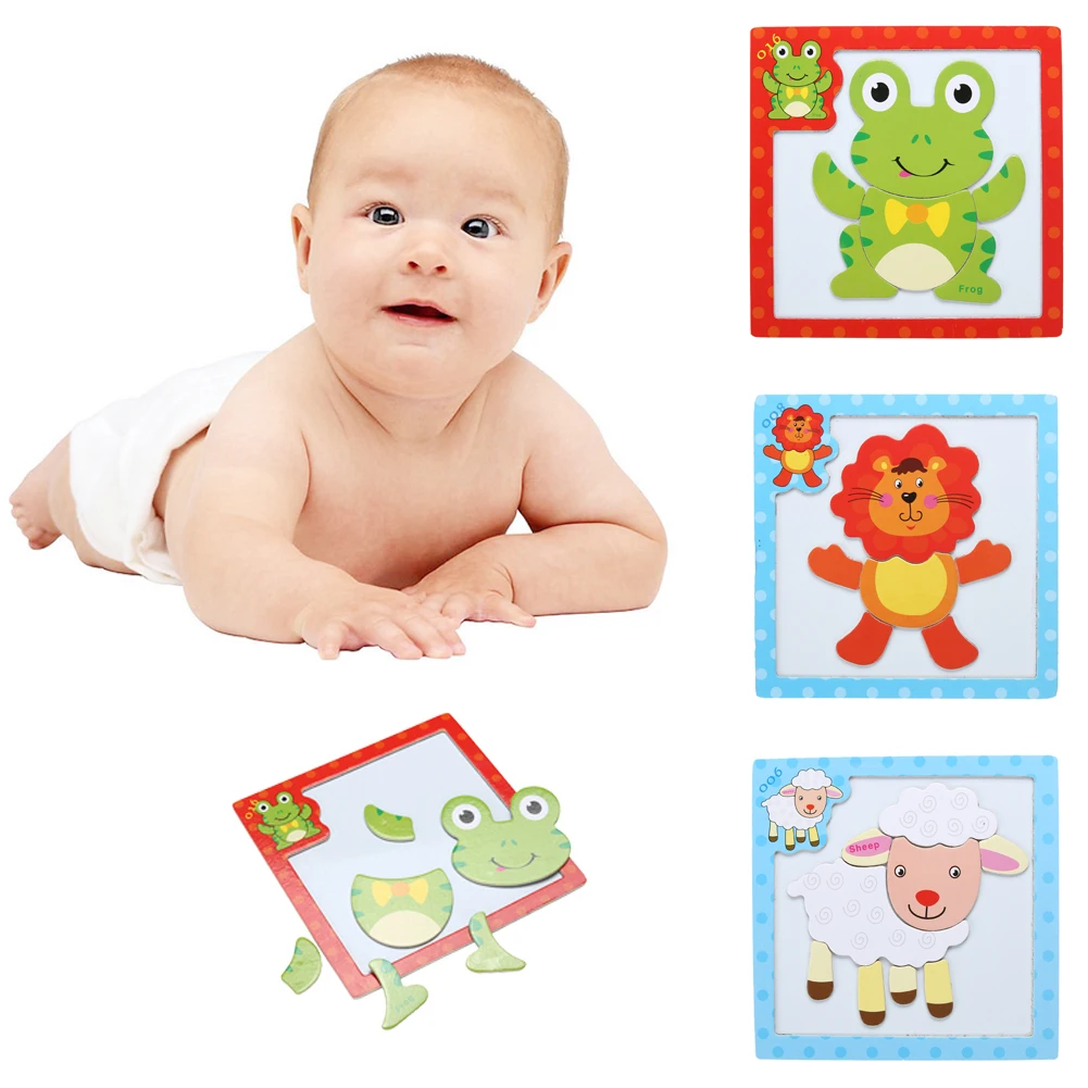 Wooden Magnetic Animal Puzzle Board Toy Developmental Cartoon Jigsaw Puzzle Tangram Toy Educational Toy Study Gift