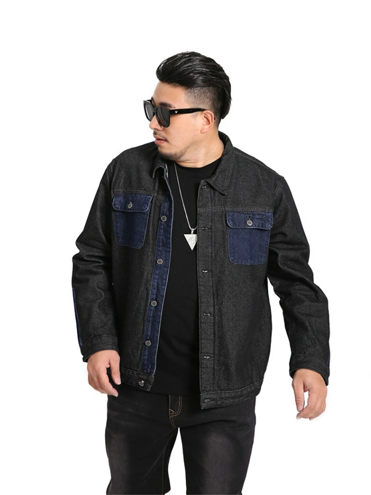 

Men's Denim Jacket 2019 New Casual Mens Jean Jacket Plus Size S-7XL Jaqueta Masculina Turn-down Collar Mens Jackets Coats Black