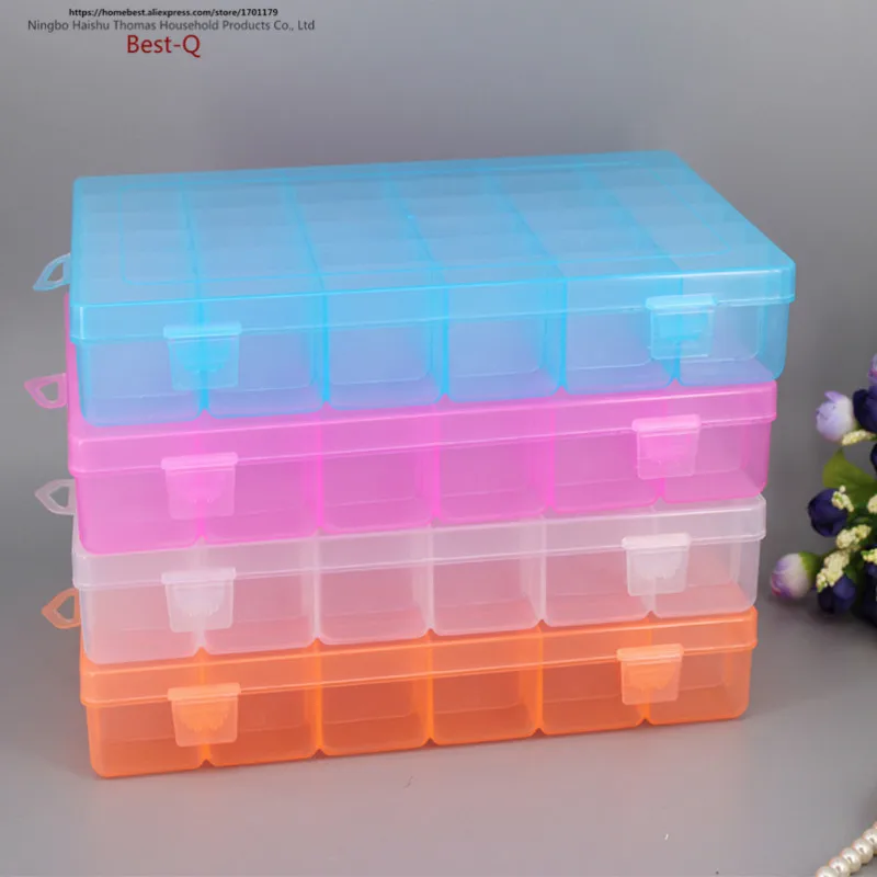 

Free shipping 36 grid detachable transparent plastic box, jewel box, storage case, plastic storage case, sewing case