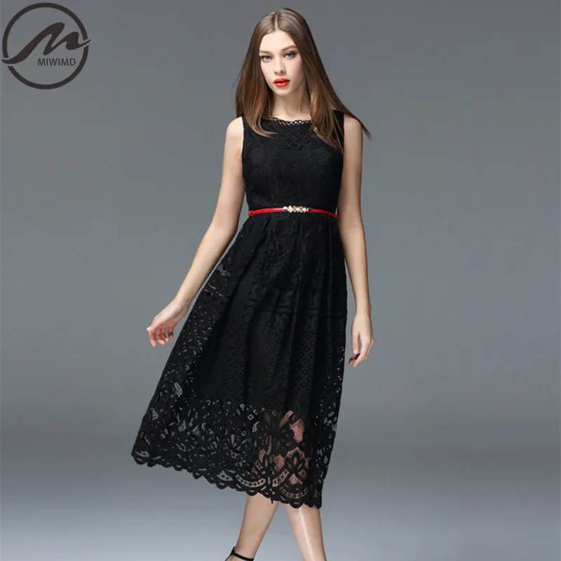 Wholesale MMIWIMD Plus Size Europe Women Summer Dresses 2017 New Casual High waist sleeveless Slim hollow sexy lace Long Dress Vestidos Buy Cheap MMIWIMD Plus Size Europe Women Summer Dresses 2017 New Casual High waist sleeveless Slim hollow sexy lace Long Dress Vestidos