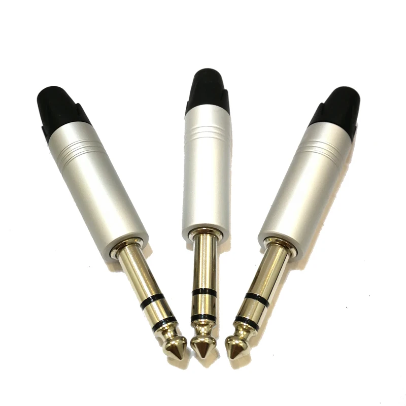

20Pcs/lot new design 1/4" Stereo plug audio connector 6.35MM Black male JACK Guitar CONNECTOR