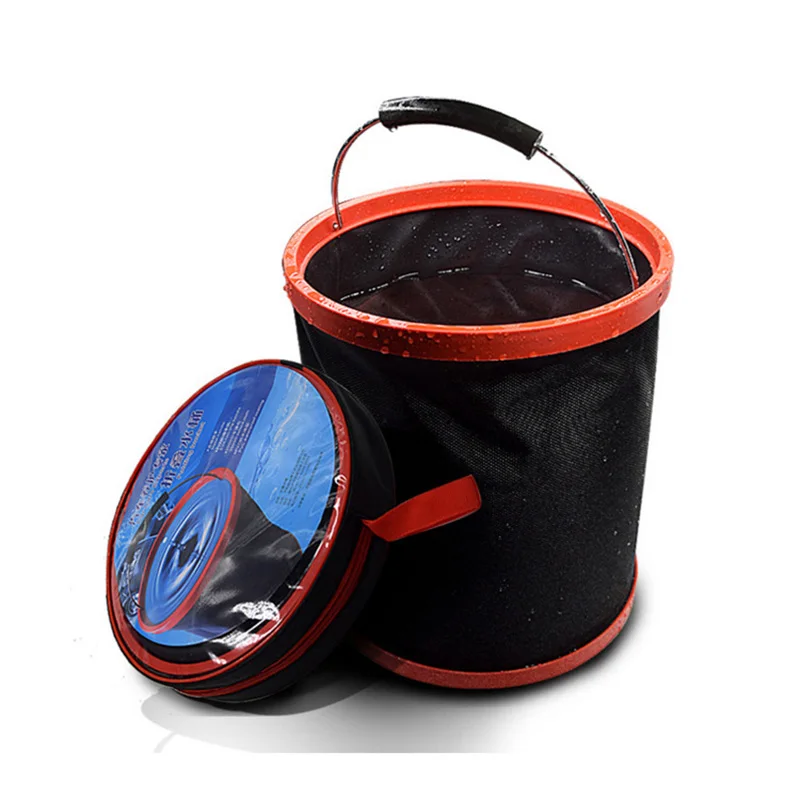 Cubo plegable portátil para acampar al aire libre, pesca, cubo de agua plegable, contenedor de almacenamiento para coche, herramientas portátiles de lavado de pesca, BS