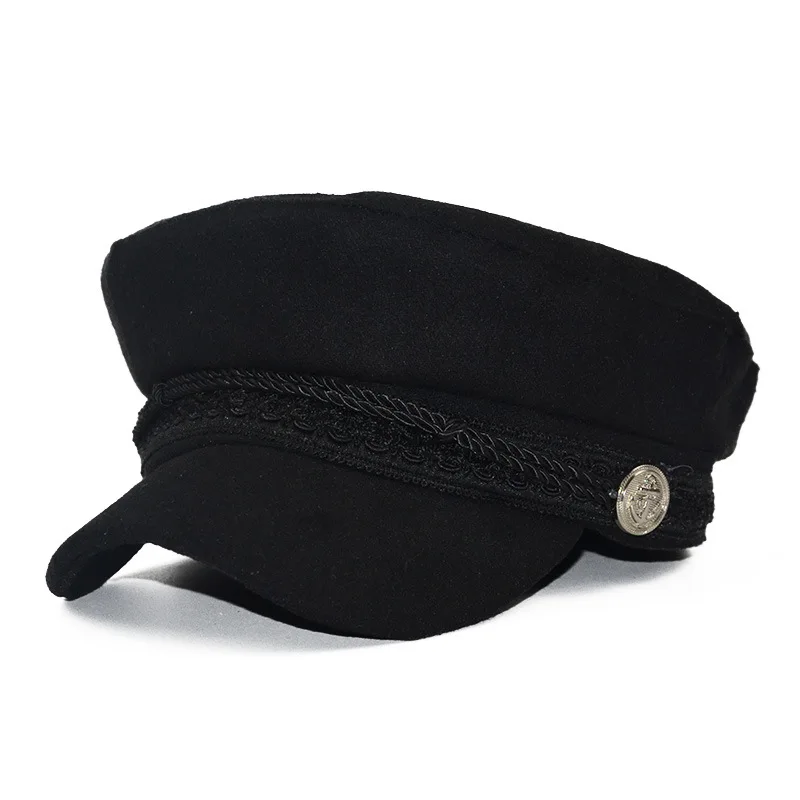 

women berets hat octagonal cap wool button rope visor baseball cap female spring summer caps casual streetwear baker's garras