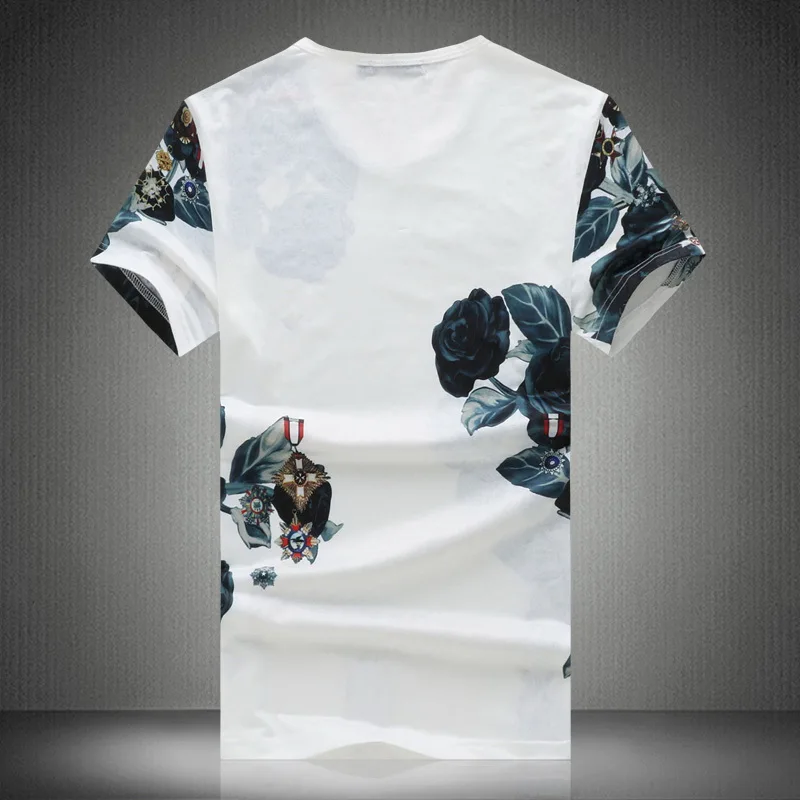 Both Side Print SILK T Shirt Men Summer Casual Fashion Brand Street Clothing Men Tees Top Tshirt