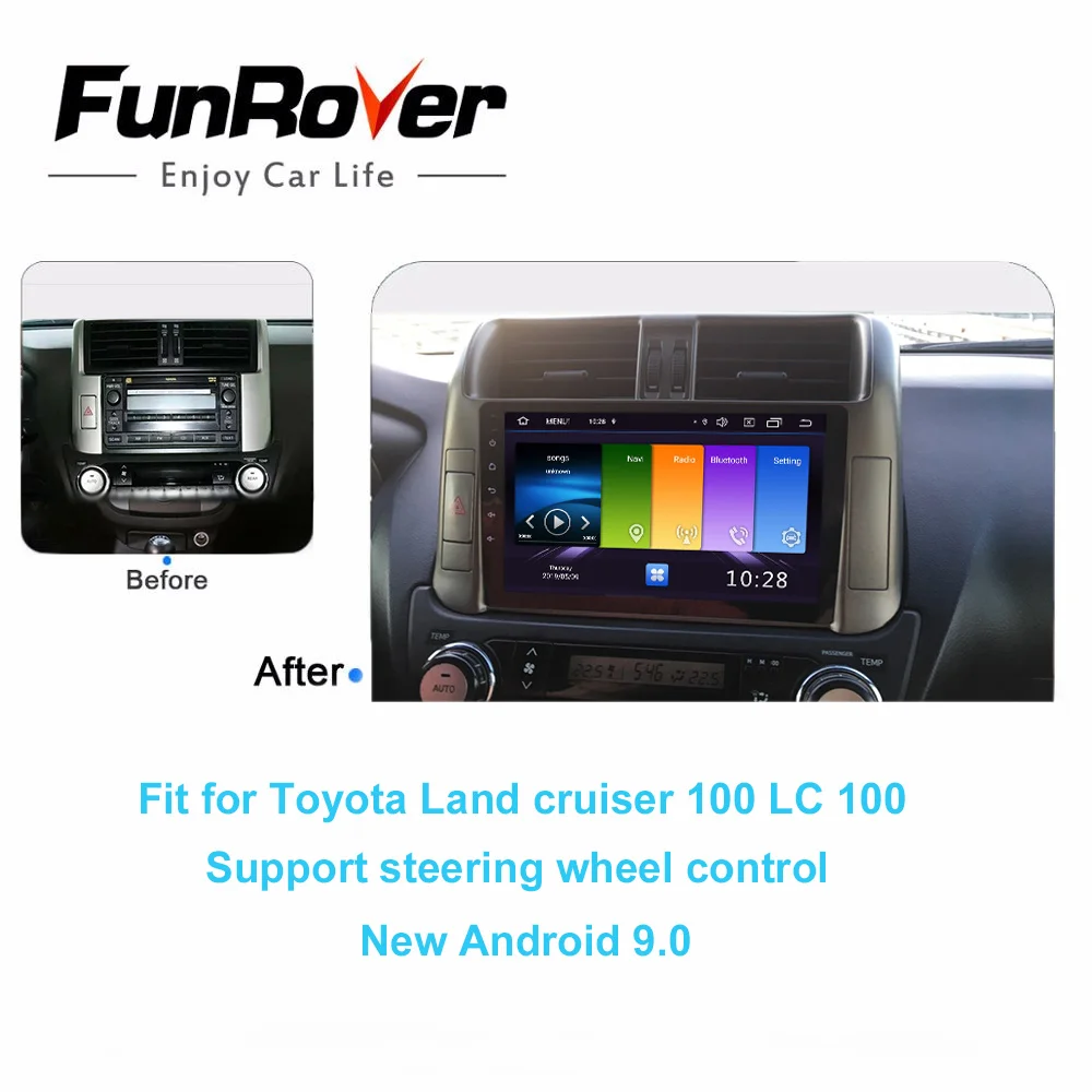 Funrover android 9,0 2.5D+ ips Автомагнитола для Toyota Prado 150 2010-2013 dvd gps навигация navi стерео Мультимедийный плеер RDS BT