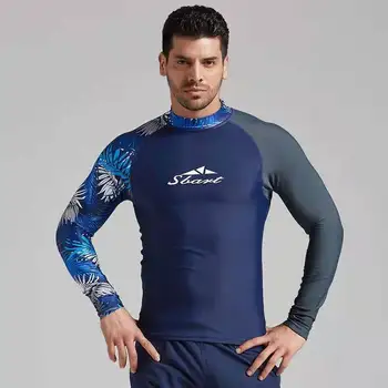 

UV Protection Rashguard Men Long Sleeve Swimsuit Swim Shirt Lycra Surf Rash Guard For Male Surfing Swimming Diving Suit Clothes