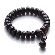 Brazalete de cuentas de madera de durazno natural Buda hecho a mano brazalete para rezar de hombre budista brazalete de madera de muñeca para meditacion en hombres.