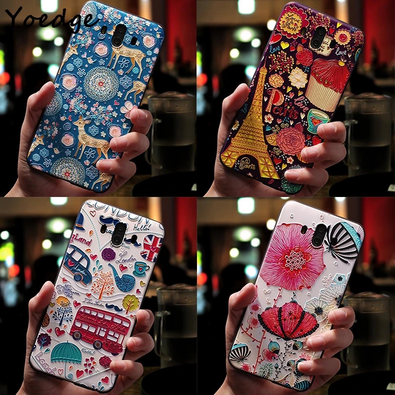 Мягкий 3D рельефный чехол для Huawei P8 P9 P10 P20 Mate 10 20 Lite Pro Nova 3 3i Coque Honor 8X 6A 7A 9