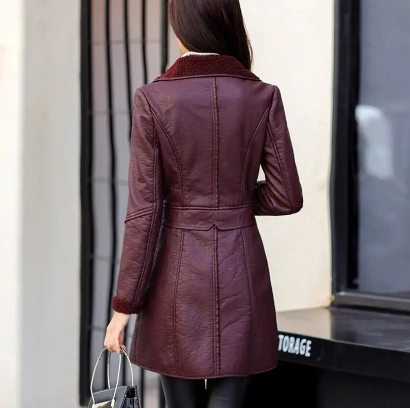 Noir Longue Dans Veste De Manches En Pu m 4xl Green Fourrure marron Longues Coréenne Hiver army À Épaisse Plus La Grande Femmes Taille Cuir Section Mince Clothing zUXx6g0nqw