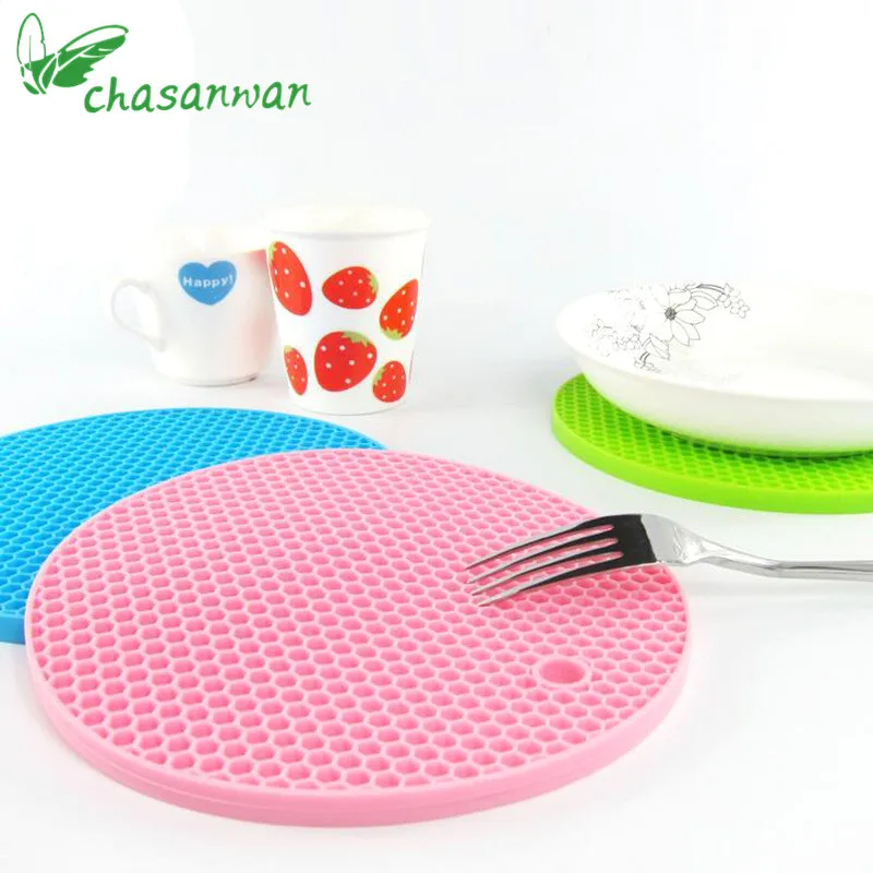 

Kitchen Accessories 1PCS Round Silicone Table Heat Resistant Mat Cup for Kitchen Coffee Coaster Cushion Placemat Pad Gadgets.q