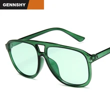 Новые солнцезащитные очки с большой оправой для мужчин и женщин, крутые трендовые очки пилота, солнцезащитные очки с двойным мостом, прозрачные леденцовые океанские линзы