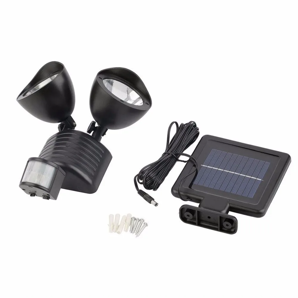 

22 LED Motion Activated Outdoor Security Floodlight with Light Sensor and Solar Charger two color white and black