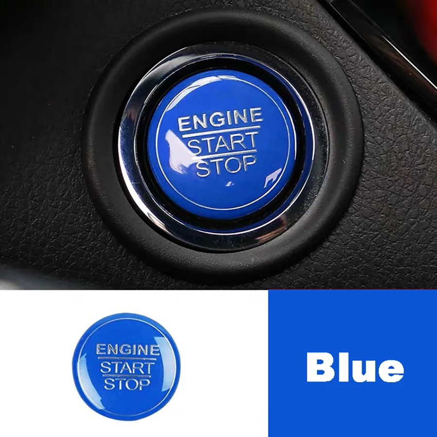 Wooeight Red Blue Black ABS Engine Start Stop Ignition Switch Push Button Cover Trim Cap For Toyota C-HR CHR 2017 2018 2019 (2)