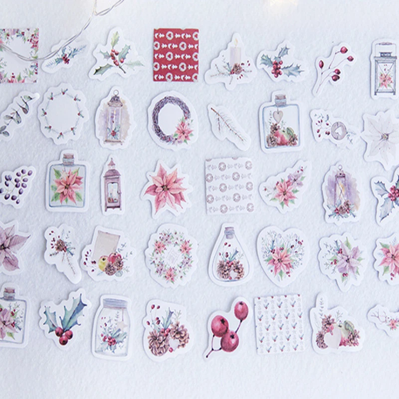 45pcs/pack flowers of Christmas paper sticker self adhesive decoration