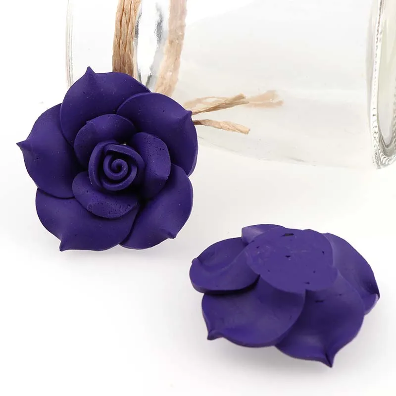 Большой размер, 5 шт., 40 мм, цветная Полимерная глина для изготовления игрушек, розовые цветы, подходят для самостоятельного изготовления волос - Цвет: Dark purple