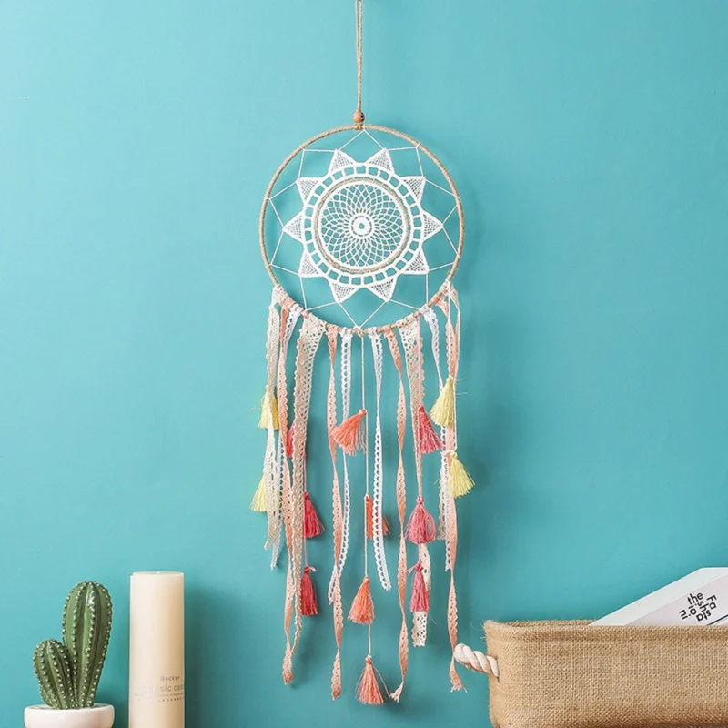 

Dream Catcher Wind Chimes Handmade Dreamcatcher Feathers Night Light Decorations Car Wall Room Hanging