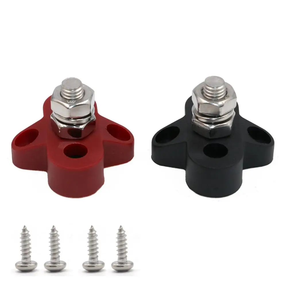 T Tocas 5/16" Single Stud Power and Ground Junction Block Bus Bar Terminal Blocks Heavy Duty M8+M8 Positive Power Distribution