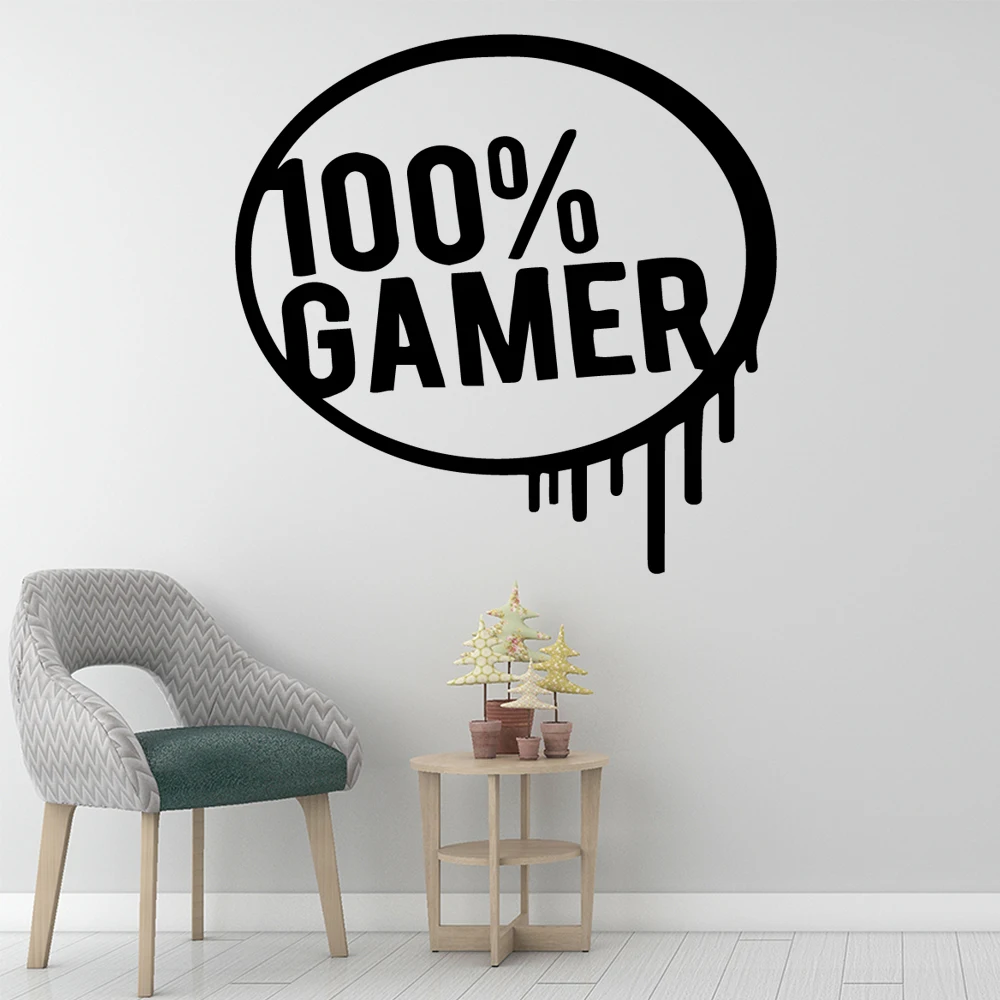 

Funny 100% Gamer Vinyl Wallpaper Roll Furniture Decorative Living Room Children Room Vinyl Art Decals adesivi murali