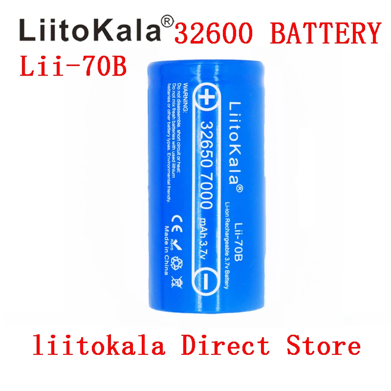 

NEW LiitoKala Lii-70B 3.7V 32650 7000mAh Li-ion Rechargeable Battery 20A Continuous Discharge Maximum 32A High power battery