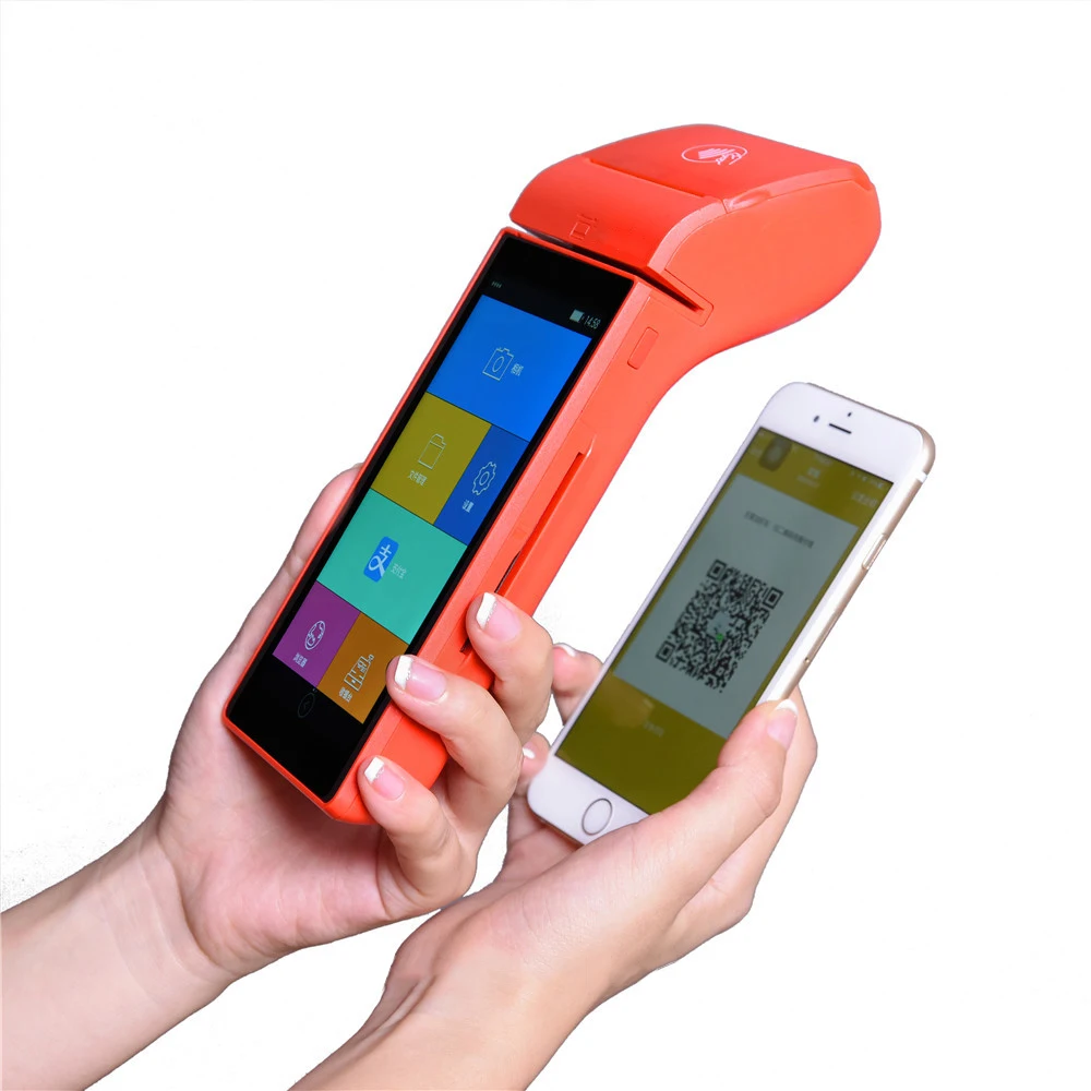 4 جرام lte اللاسلكية الروبوت دفع بطاقة الائتمان جامع البيانات المحمولة محطة pos 1d/2d/qr قارئ الباركود مع استلام الطابعة