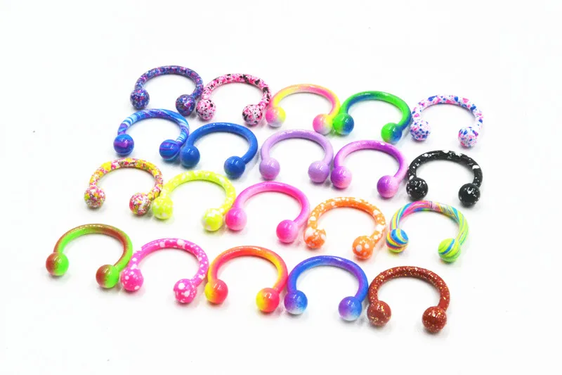 

20pcs Titanium Horseshoe Rings 16g Circular Barbell Nose Hoop Septum Rings Ear Cartilage/Diath/Tragus Piercing