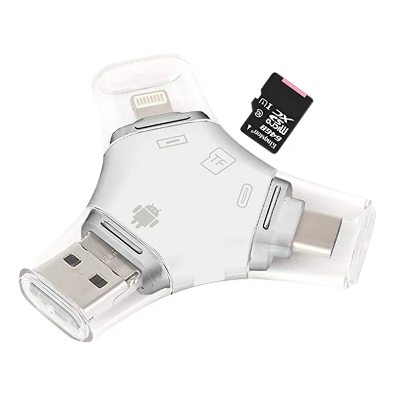 Mini TF Card Reader Flash Device Memory Card Reader TypeC Micro USB Connector for iPhone iPad 1