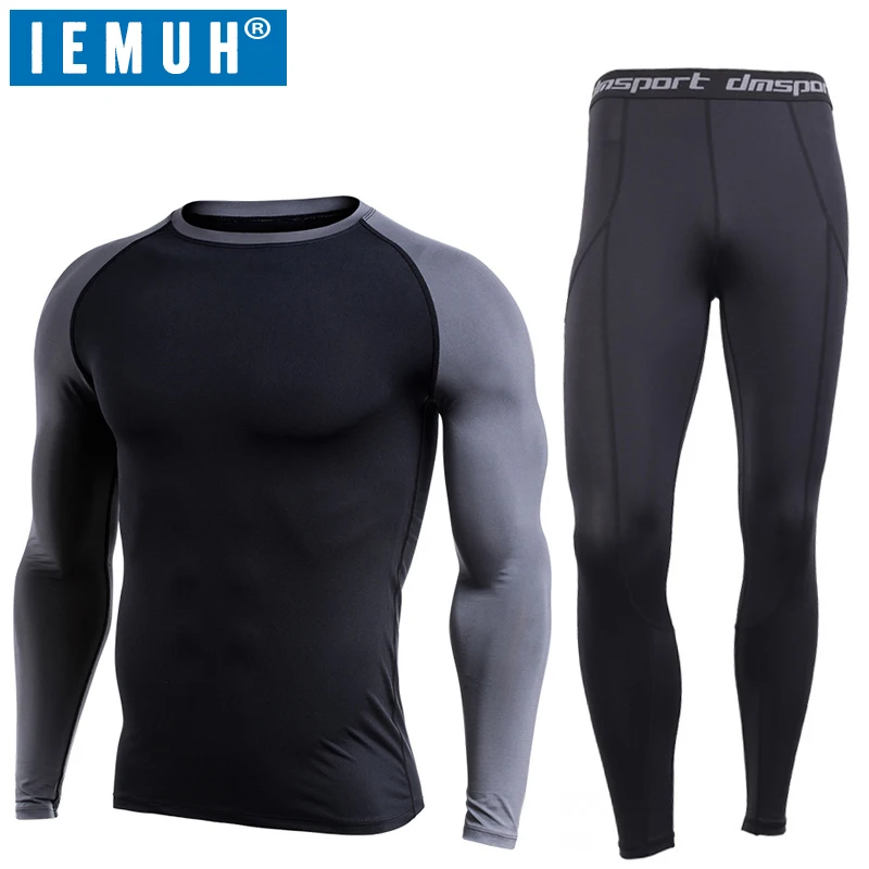 IEMUH New Winter Thermal Underwear Sets Men Quick Dry Anti-microbial Stretch Men's Thermo Underwear Male Warm Long Johns Fitness