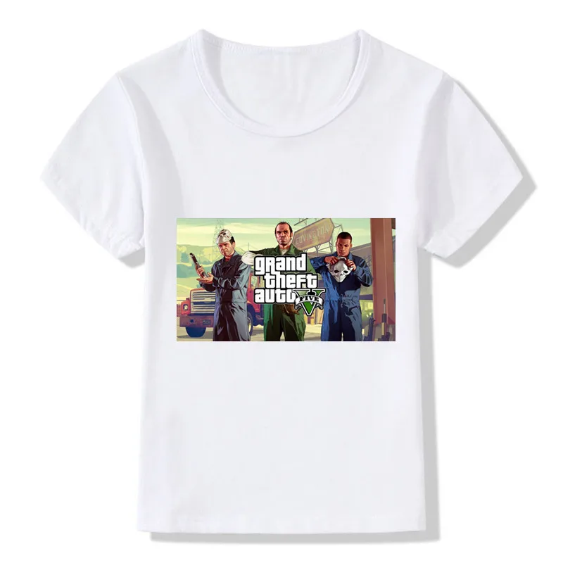 Одежда с милым принтом для маленьких мальчиков и девочек, GTA Street Fight, GTA 5 детская забавная футболка хлопковая Детская футболка с круглым вырезом на день рождения, для детей возрастом от 1 года до 9 лет - Цвет: P689-2