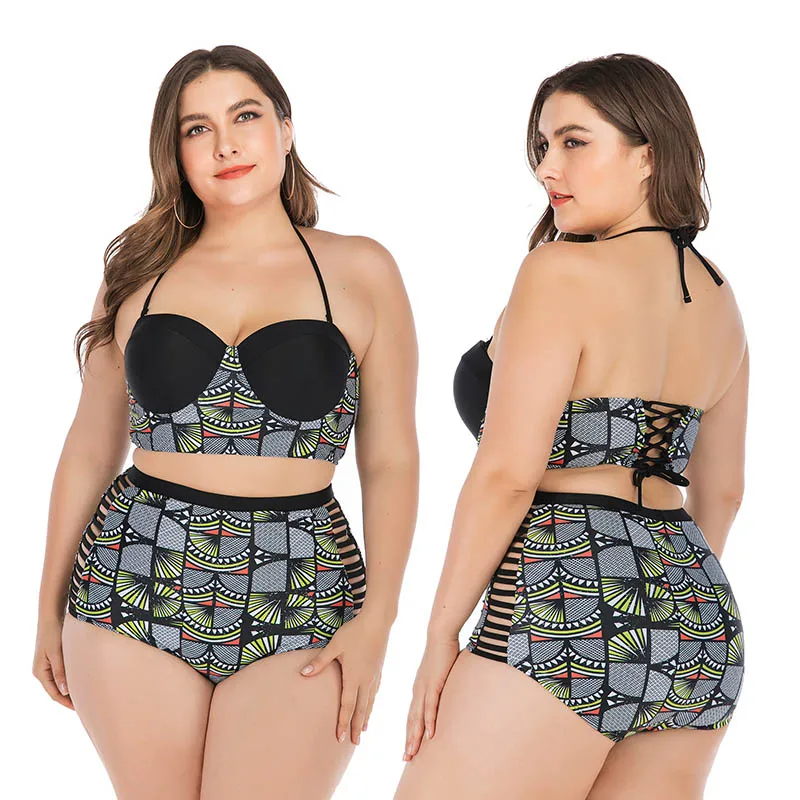 

wimsuit Bikini 2019 Plus Size Push Up Bikini Set Halter Women's Swimsuits Black Swimwear Women Bathing Suit Two Pieces Beachwear