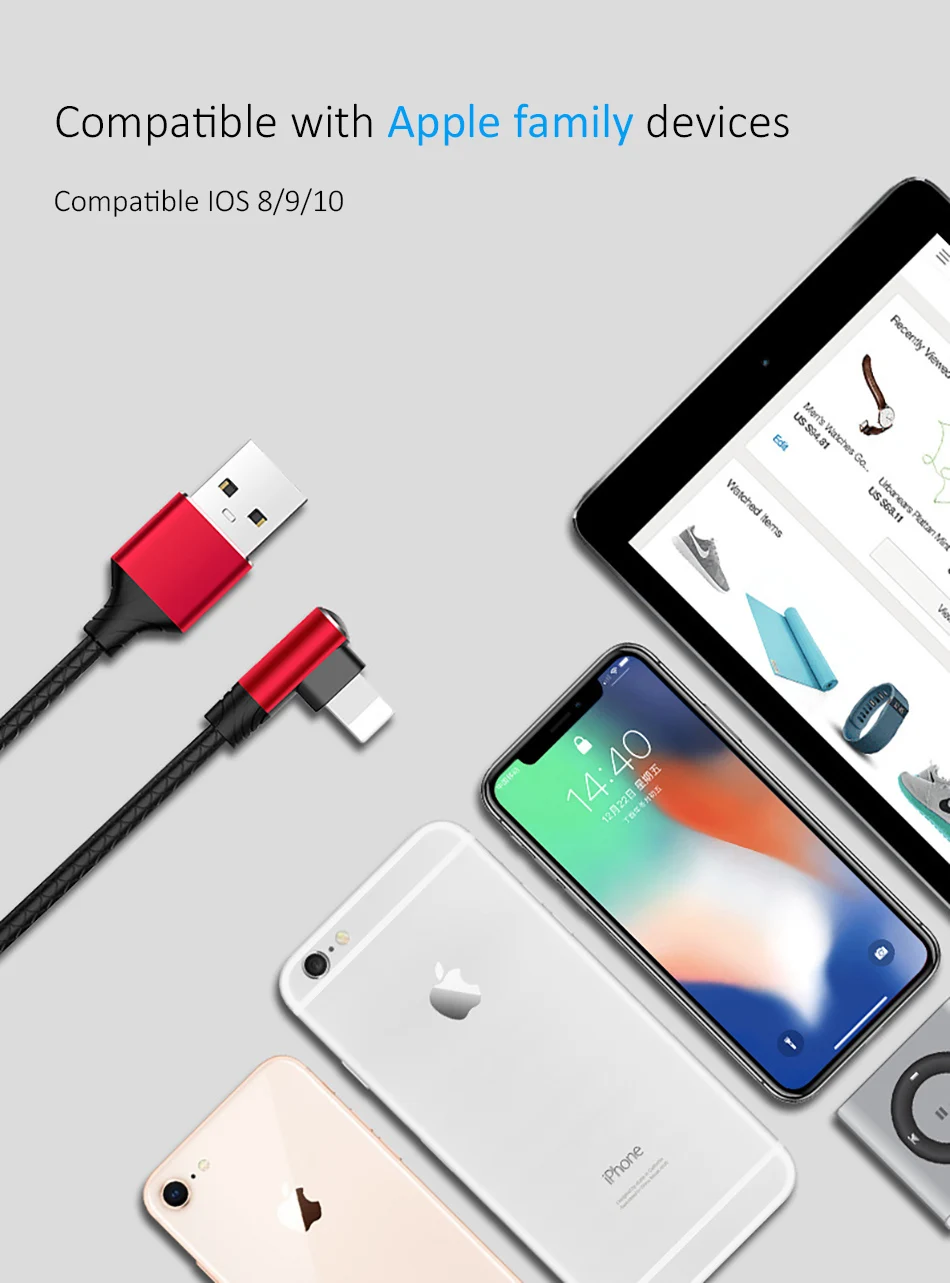 TPE Lighting Charger Cord 8 Pin Phone Fast Charging&Sync For iPhone X 8 7 6 5 Plus Charge Cables For iPad Mini IOS 8 9 10 (9)