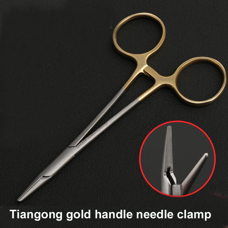 Tiangong gold handle needle holder double eyelid surgery tool Jinyan needle clamp insert with scissors multi 3