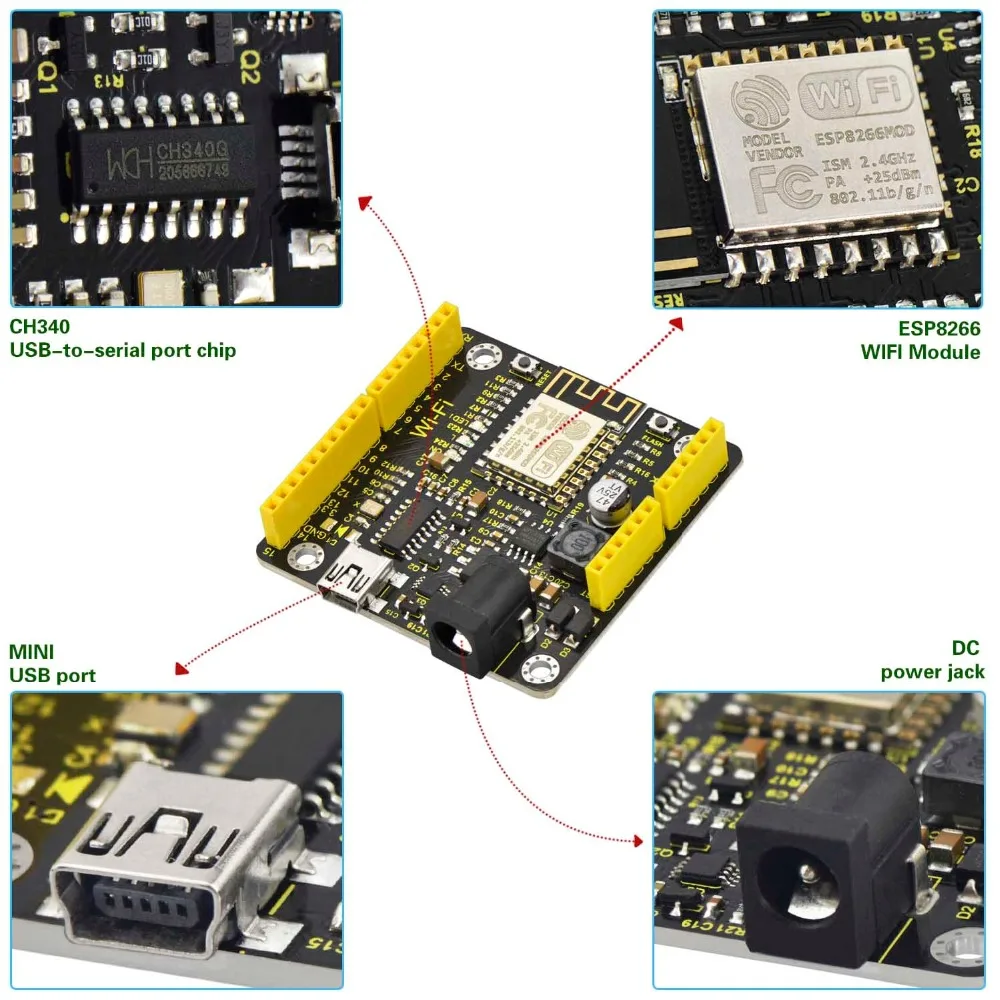 Keyestudio ESP8266 Wi-Fi макетная плата+ USB кабель для Arduino/на основе ESP8266-12FWIFI/Поддержка RTOS