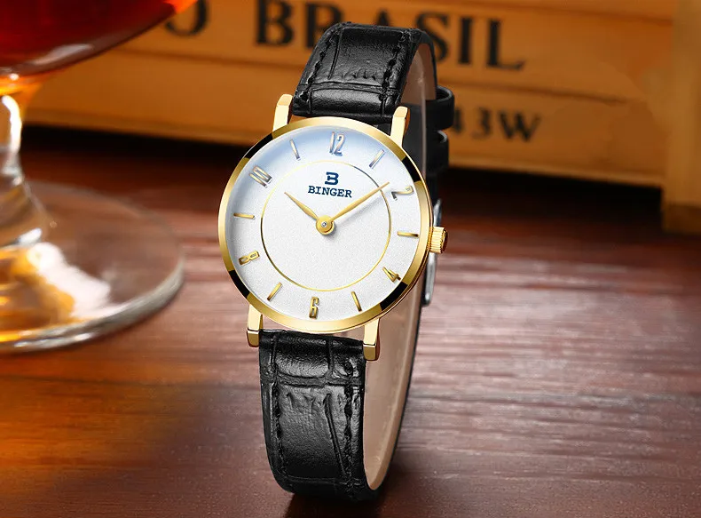 Элегантные джентльменский бизнес японские кварцевые часы ультра-тонкие любители Кристаллы часы водостойкие из натуральной кожи ремешок