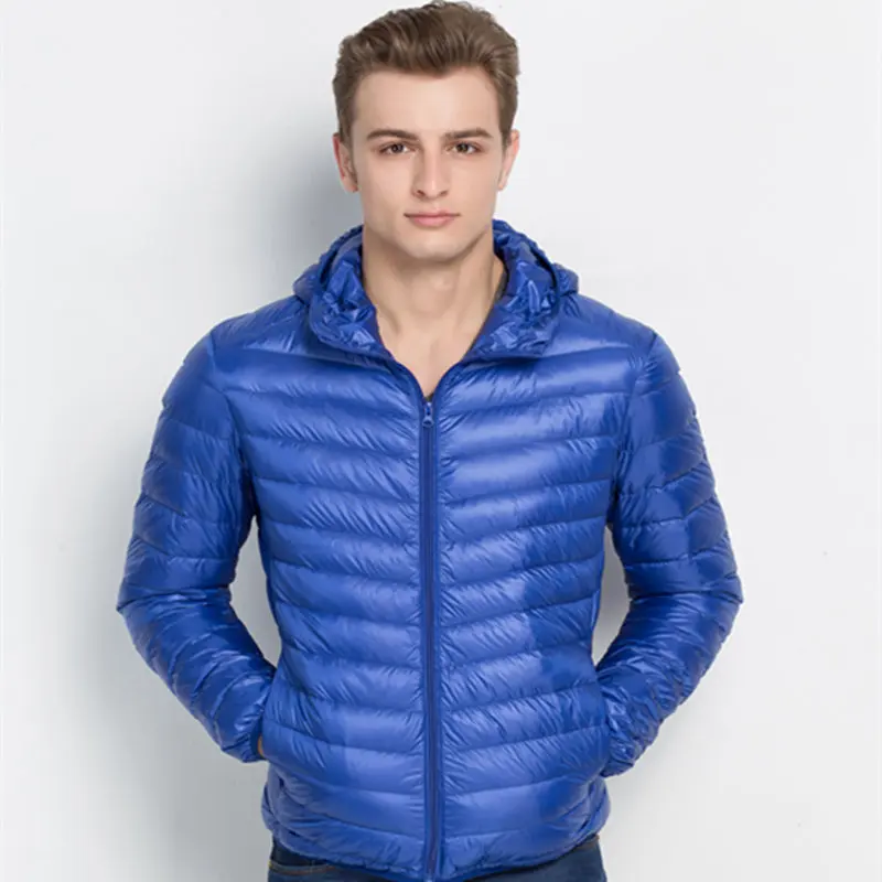 

HOT 2016 Winter Men Ultra Light Down Jacket 90% Duck Down Hooded Jackets Long Sleeve Warm Slim Coat Parka Female Solid Outwear