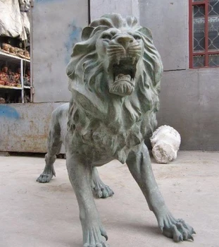 

32 China ancient Bronze Copper talisman roaring ferocity Lion Statue Sculpture