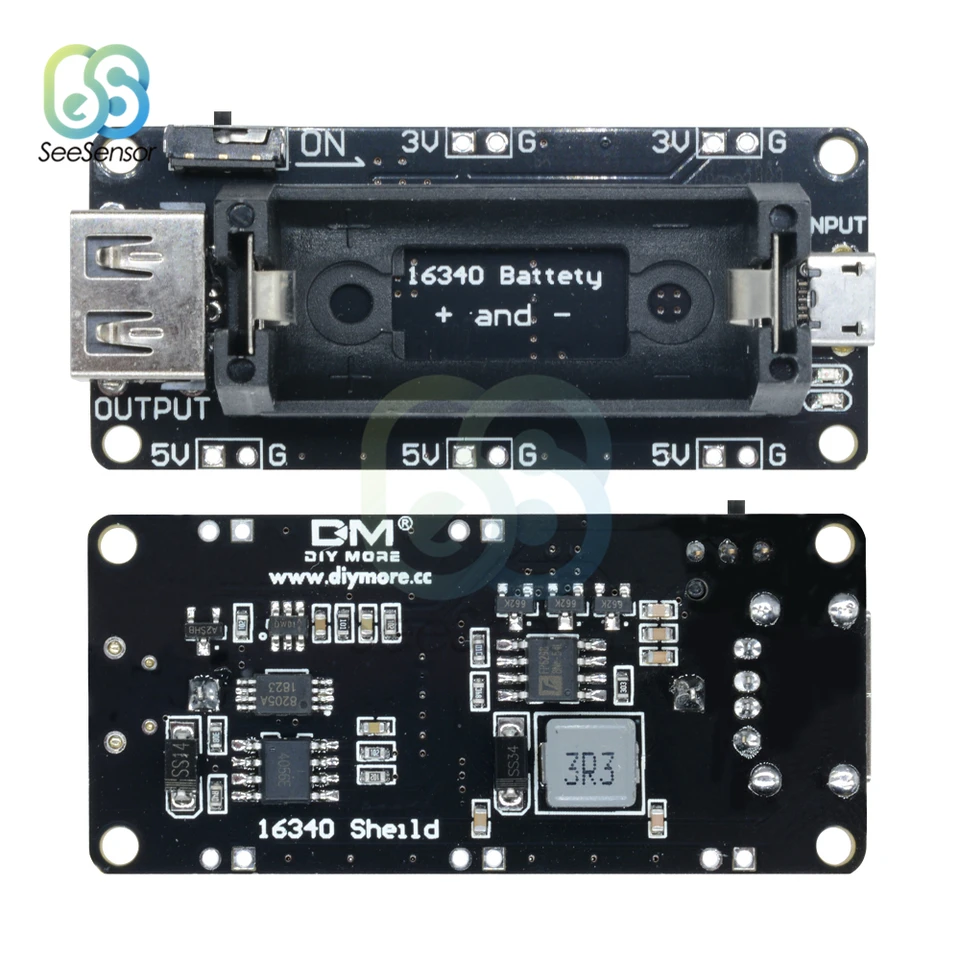 16340 Battery Shield / Power Bank Module For ESP8266, ESP32, Arduino R3 – Generic