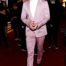 Новые стильные розовые мужские смокинги для свадьбы для жениха из 2 предметов, облегающие мужские смокинги для шафера на выпускной вечерние мужские костюмы
