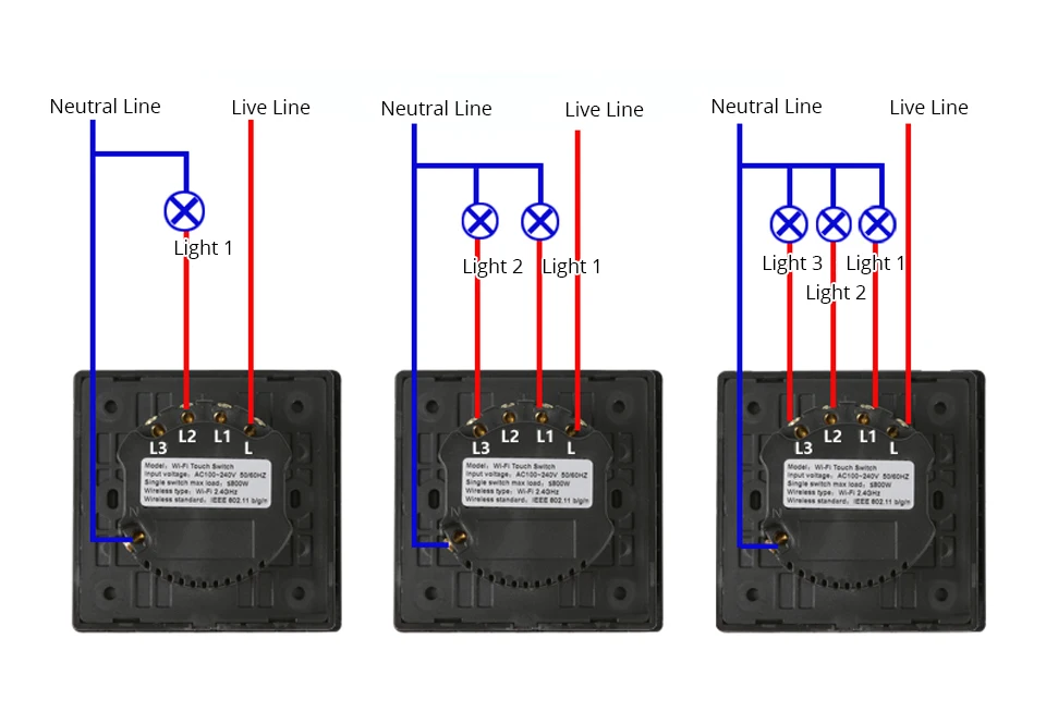 ue 1 2 3 gang interruptor de