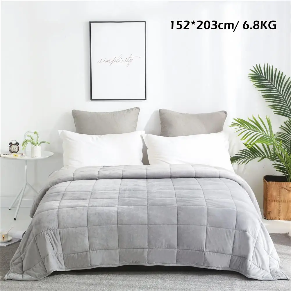 Утолщенное бархатное гравитационное одеяло тяжелое одеяло стеклянные бусины для сна давление одеяло декомпрессионное одеяло бессонница - Цвет: Light Grey