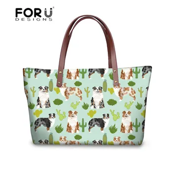 

FORUDESIGNS Top-handle Bags for Women Australian Shepherd Printing Luxury Handbags Women Bags Designer Casual Large Tote Bags