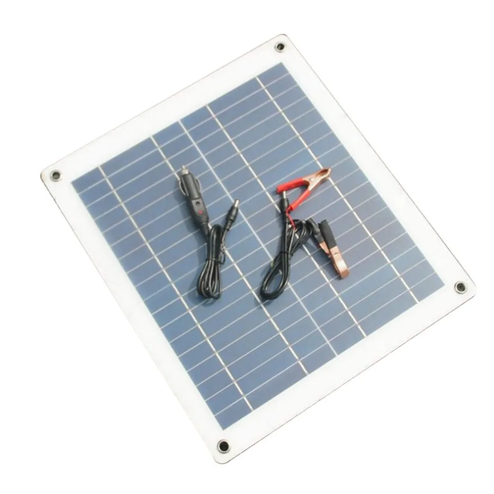 

New 30W 18V Solar Panel Charger Semi-flexible Solar Panel High Efficiency Battery Charger with Alligator Clip Wire For Car Boat
