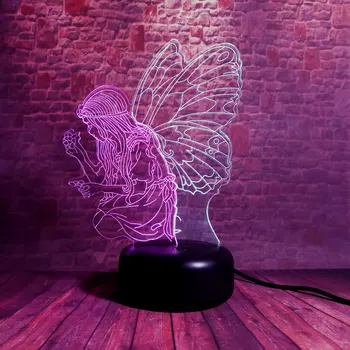 

Flash Butterfly Cartoon Figma Model 3D Nightlight LED Mixed Color Light Tinker Bell Anime Figure Toys