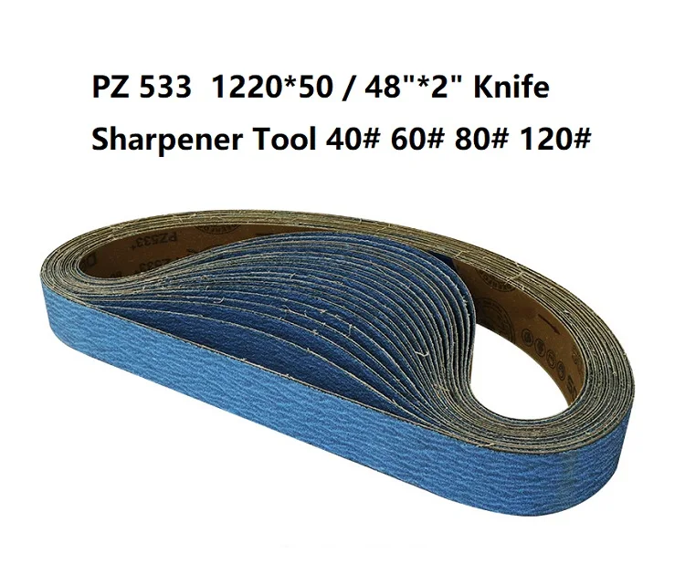 

NEW 5pcs/lot 1220*50mm Zirconium Abrasive Sanding Belt PZ533 for 48"*2" Knife Sharpener Tool 40# 60# 80# 100#120#