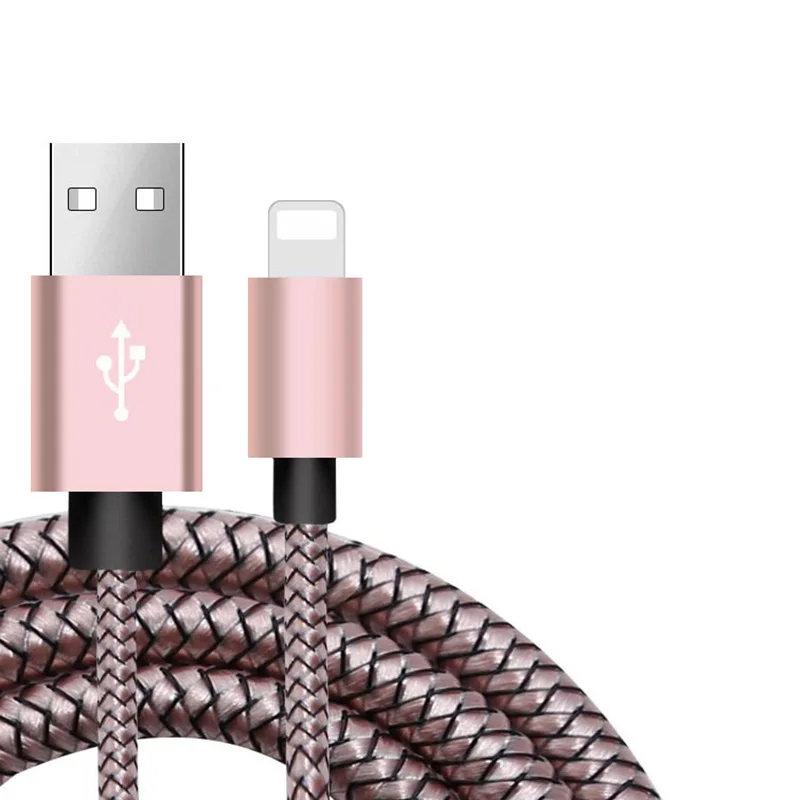 Usb-кабель для зарядки и передачи данных для iPhone Xs Max XR X 8 7 6 s 6s Plus 5 5S SE iPad Mini Air провод 1 м 2 м 3 м шнур для быстрой зарядки сотового телефона - Цвет: Rose gold