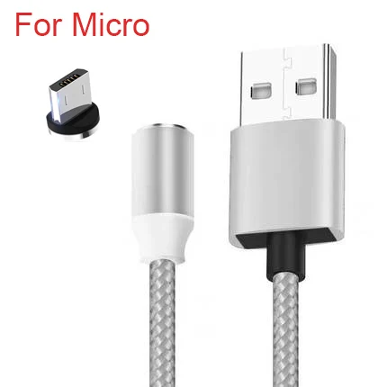 Silver For Micro USB Sarika 1 м 2 м 360 Магнитный зарядный кабель для iPhone 6 6s 7 8 Plus Быстрая зарядка Micro USB кабель usb type C Магнитный зарядный кабель - Цвет: Silver For Micro USB