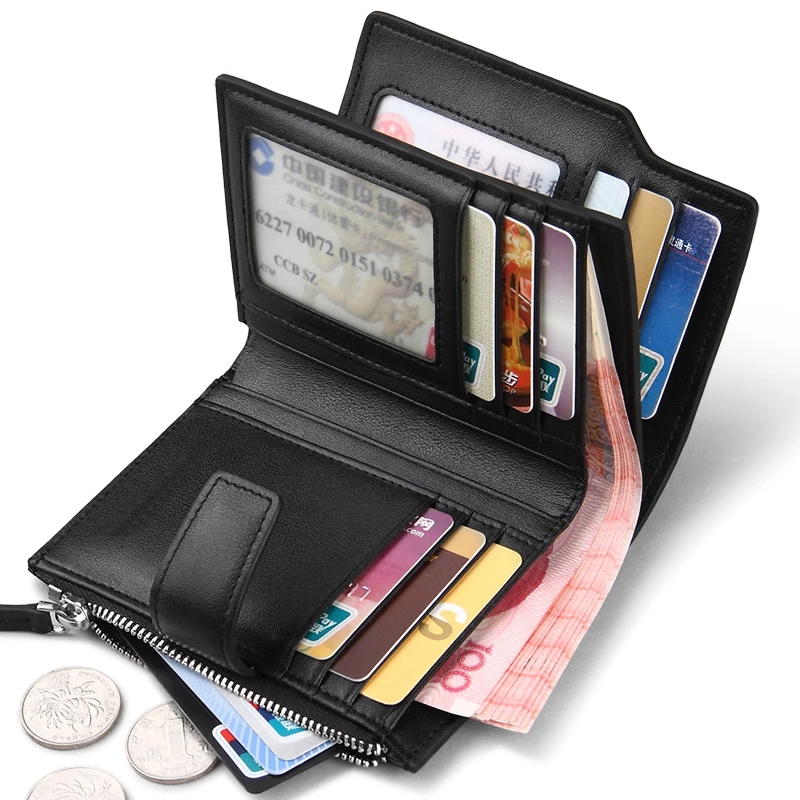 Hot sale short wallet purse genuine zipper hasp men wallet Korean men casual bag youth tide business card holder wallets