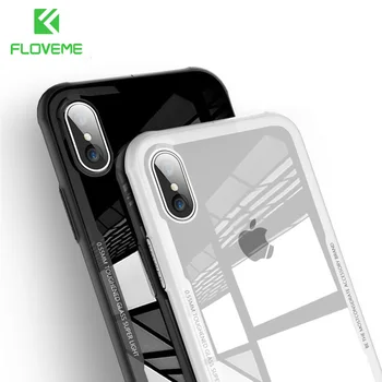 

FLOVEME Tempered Glass Phone Case For iPhone X Xs Max Transparent Protective Glass Cases For iPhone 8 7 Plus Cover Coque Capinha
